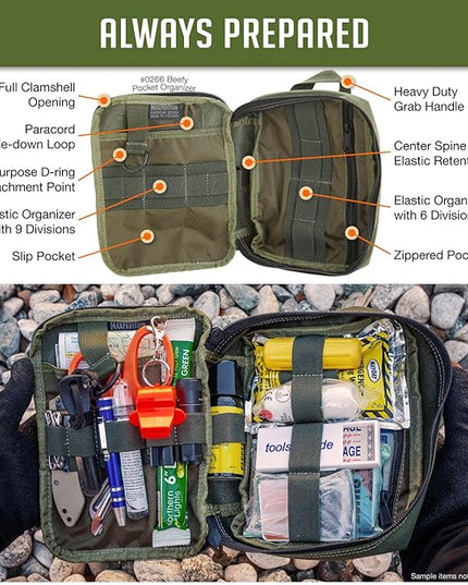 MAXPEDITION Beefy Pocket Organizer, Compact, MOLLE-Compatible, 1000D Nylon Tactical Pouch, Everyday Carry Tool and Gear Storage for Outdoor, Tactical, Survival, 0266