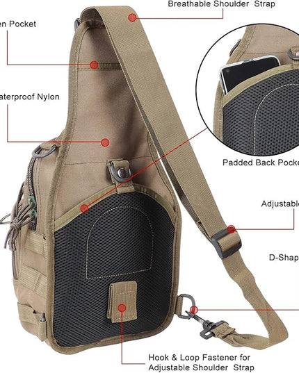 Qcute Tactical Backpack, Waterproof Military Cross-body Molle Sling Shoulder Backpack Chest Bag for Outdoor Every Day Carry