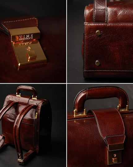 Time Resistance Leather Backpack for Men and Women - Business Rucksack Laptop Bag (Brown)