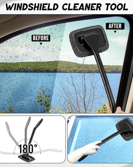 16 Pcs Windshield Cleaner Tool, Car Cleaning Kit with Various Detailing Brushes Set Spray Bottle Cleaner Towel Cleaning Gel Accessories Car Interior Detailing Kit for Windows Vents(Gray)