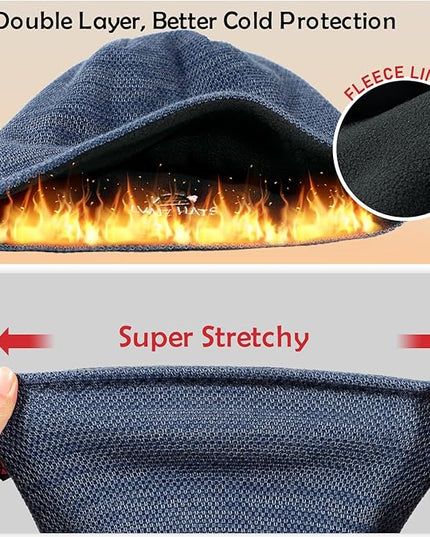 Lvaiz Mens Winter Beanie Hat Warm Fleece Lined Skull Cap for Men Reversible Women Windproof Watch Hat Knit Warm Unisex Beanie