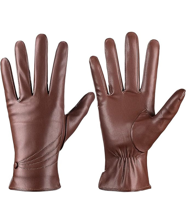 Winter Leather Gloves for Women, Warm Touchscreen Driving Texting Cashmere Lined Gloves…