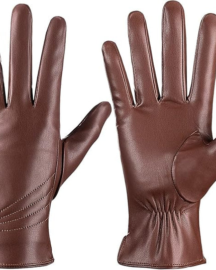 Winter Leather Gloves for Women, Warm Touchscreen Driving Texting Cashmere Lined Gloves…