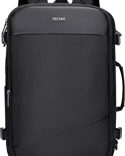 PIJUSHI Travel Backpack for Women Men Carry on Suitcase Backpack Flight Approved Personal Item Bag Fits 16 Inch Laptop(PE035 Black)