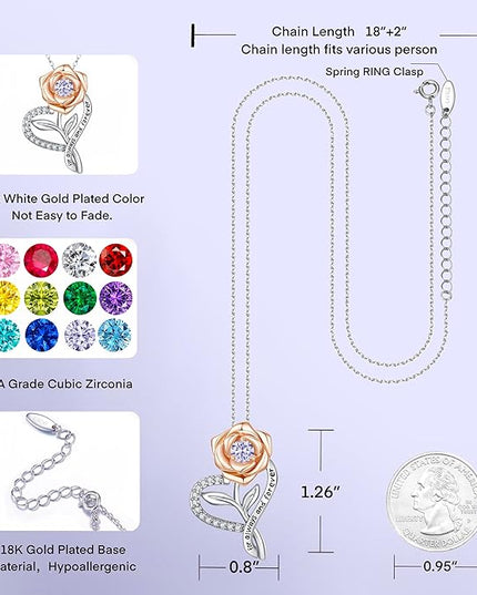 LAVALE Heart Birthstone Necklace for Women, Ideal Anniversary Birthday Gifts for Women Wife Girlfriend Her, Amazing Valentine's day Gift for Mom Women