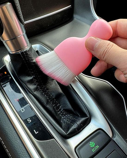 Car Detailing Brush, Soft Bristle Cleaning Brush, Scratch-Free Auto Duster Tool for Dashboard, Air Vents, Leather & Interior Cleaning (Pink)