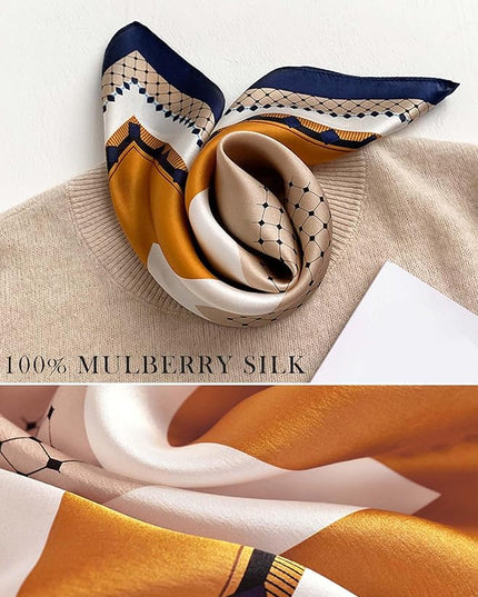 100% Mulberry Silk Scarf for Women Hair Lightweight Square Neckerchief Wrap For Head Scarves 21"