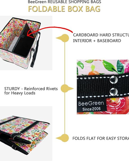 BeeGreen Large Waterproof Reusable Bags Christmas Heavy Duty Shopping Tote for Groceries Pool Gift with Webbing Handles