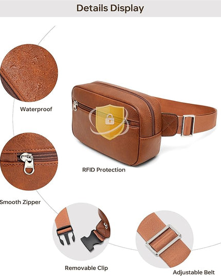 GOINSOUND RFID Blocking Waist Packs Anti Theft Crossbody Bags for Women Travel Fanny Pack Cross Body for Woman Chest Bag - Brown