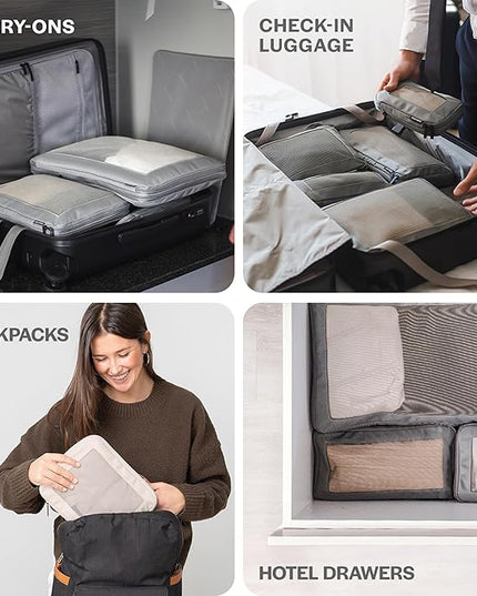 Aerotrunk Compression Packing Cubes for Travel - Luggage Organizer Bags - Double Zipper Packing Cubes for Suitcases (2-Pack, Olive)