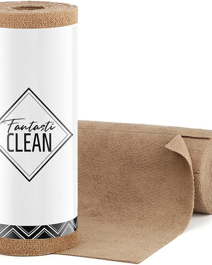 Fantasticlean Microfiber Cleaning Cloth Roll -30 Pack, Tear Away Microfiber Towels, 12" x 12", Reusable, Washable, Scratch Free, Ultra Absorbent Dishcloth for All-Around Cleaning Supplies (TAN)