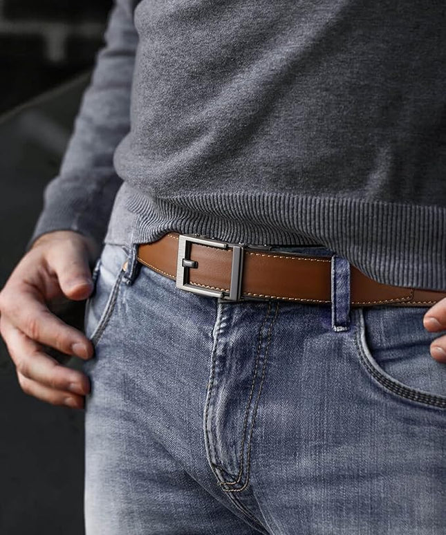 CHAOREN Leather Ratchet Belt Men - Mens Belts Casual Accessories for Every Occasion (35mm)