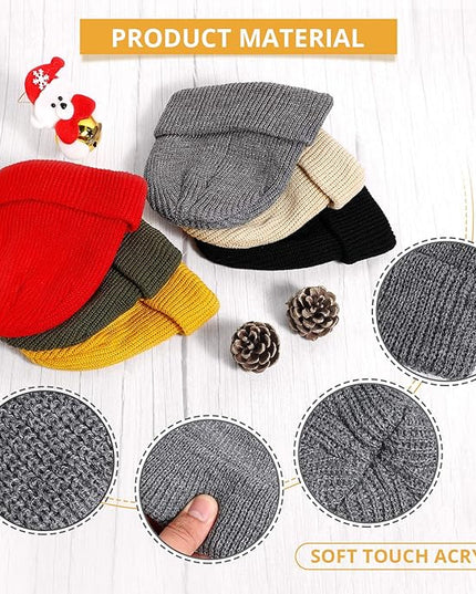 Geyoga 12 Pcs Trawler Beanie Hats for Men Fisherman Roll up Short Cuff Knit Beanie Bulk Winter Watch Cap for Men Women