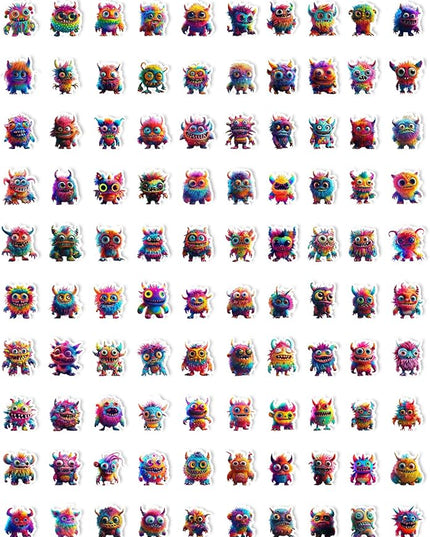 200PCS Cute Monster Stickers for Water Bottle Decor,Vinyl Waterproof Stickers for Scrapbooking,Laptop Decor,Adult,Birthday Gift,Classroom Prizes,Guitar,Bike,Luggage,Skateboard,Refrigerator Decoration