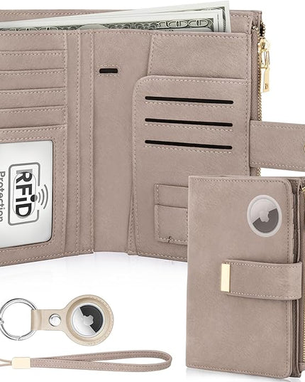 HUANLANG Passport Holder with Airtag for Women/Men, Airtag Passport Wallet for Travel Leather Passport Holder RFID Blocking,Travel Passport Walelt with Credit Card Holder