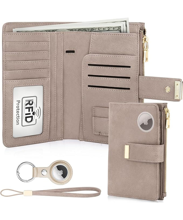 HUANLANG Passport Holder with Airtag for Women/Men, Airtag Passport Wallet for Travel Leather Passport Holder RFID Blocking,Travel Passport Walelt with Credit Card Holder
