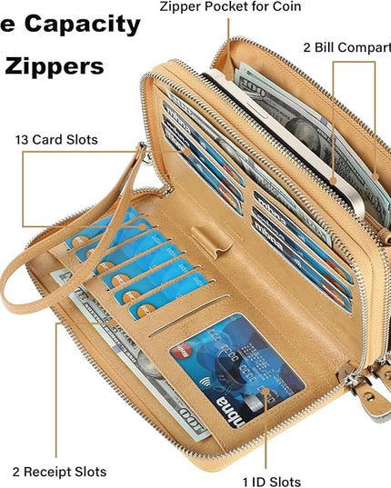 Lavemi Small Compact Women Wallet RFID Blocking Genuine Leather Bifold Purse with ID Windows