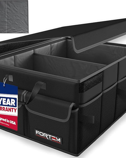 FORTEM Trunk Organizer For SUV Car Trunk Organizer, Foldable Storage, Car Accessories for Women Men, Collapsible Bag, Perfect Christmas Gifts, 600D Oxford, Non Slip Bottom, Straps, Soft Cover (45L)