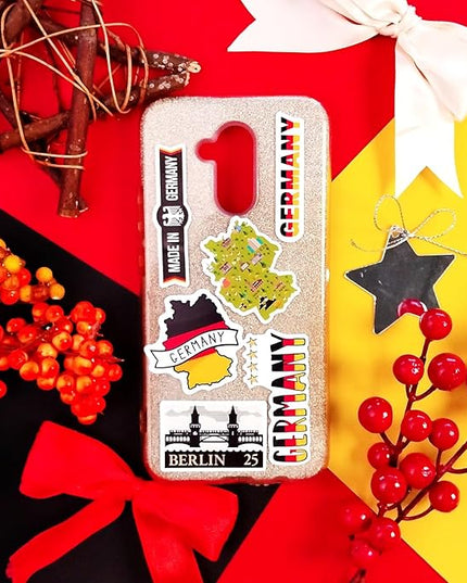 BulbaCraft Germany Stickers for Water Bottle and Laptop - Cultural Party Supplies & Decorations, Waterproof Vinyl German Decals, Germany Flag and Icon Stickers Laptop Decals, Gifts for Women & Men