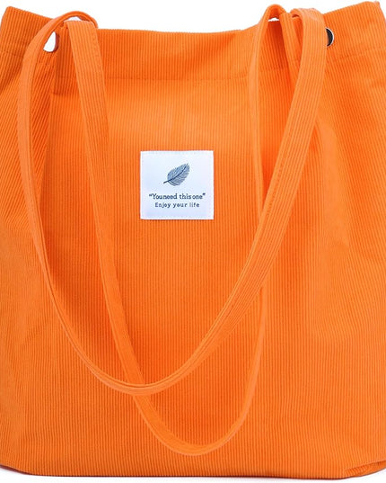 Corduroy Tote Bag Cute Tote Bags for Women Shoulder Bag with Inner Pocket for Work Beach Travel and Shopping Grocery