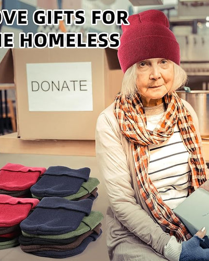 Toulite Bulk Winter Beanies for Homeless Donation Unisex Warm Knitted Beanie Hats Skull Cap