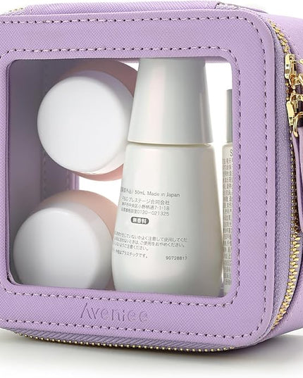 Aveniee Mini Clear Makeup Bag, Small Cosmetic Bags Travel Toiletry Pouch Organizer, TSA Approved Make up Case with Zipper, Car Bag for Essentials,Lilac