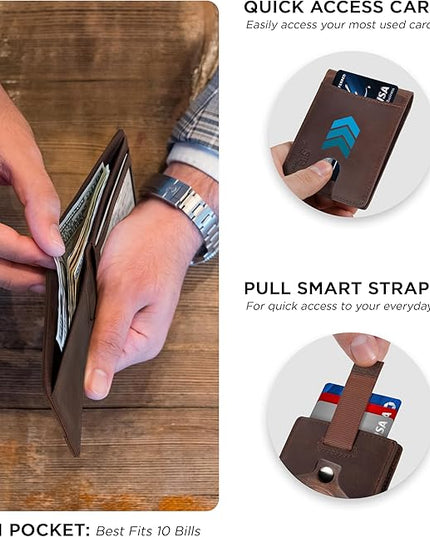 SERMAN BRANDS RFID Blocking Slim Bifold Genuine Leather Thin Minimalist Front Pocket Wallets for Men Billfold Wallet Men Gift