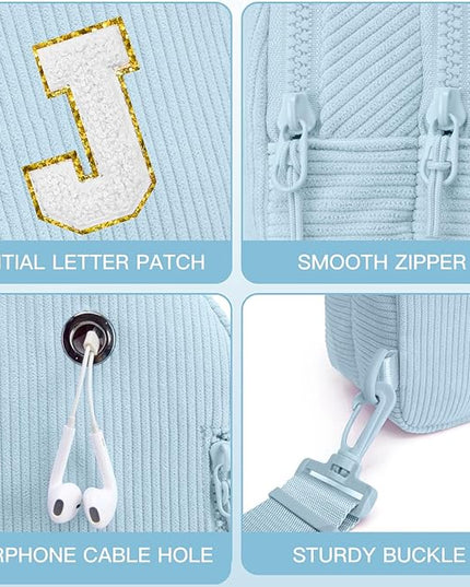 Viverte Small Corduroy Sling Bag Initial Crossbody Bag Fanny Pack for Girls Personalized Birthday Gifts for Teen Girls Gifts