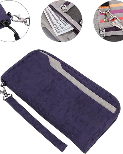 ZOPPEN Passport Holder Family RFID Passport Wallet, Passport Holder Women/Men, Travel Wallet Documents Organizer Zipper Case with Removable Wristlet Strap, Travel Essentials for Flying