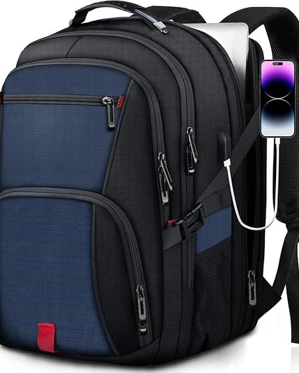 Laptop Backpack, 18.4 Inch Laptop Backpacks for Men Women with USB Port, 55L Anti Theft Water Resistant College Bussiness TSA Airline Approved Work Computer Backpack, Blue