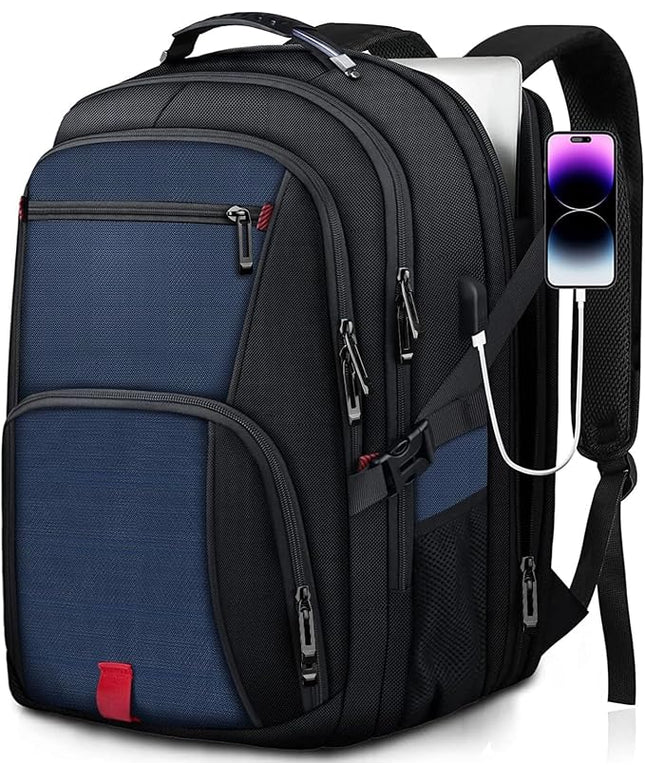 Laptop Backpack, 18.4 Inch Laptop Backpacks for Men Women with USB Port, 55L Anti Theft Water Resistant College Bussiness TSA Airline Approved Work Computer Backpack, Blue