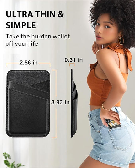 Senose Magnet Phone Wallet, Slim Mag Wallet, Magnetic Card Holder Compatible for iPhone 16/15/14/13/12 and Pro/Pro max, Minimalist Leather Wallet, 3 Slots, Black