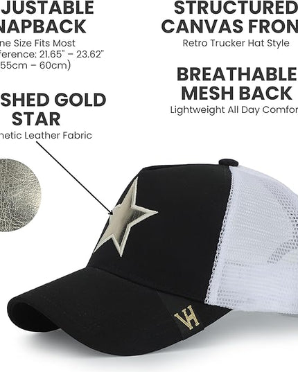 VINTAGE HAVANA Trucker Hats Women | Mesh Adjustable Snapback Hat | Men & Women Cute Trendy Fashion Baseball Cap