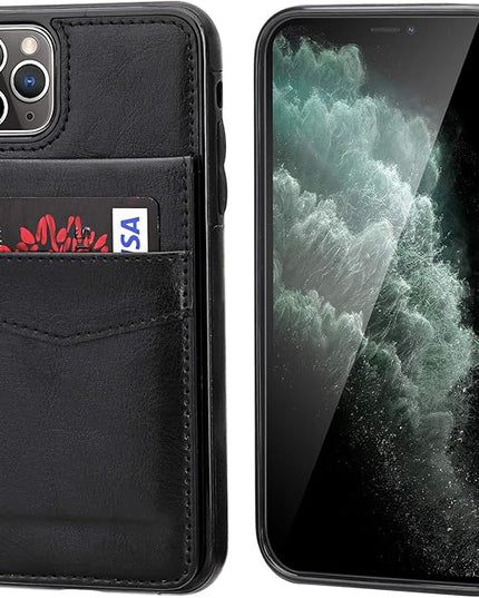 KIHUWEY Compatible with iPhone 11 Pro Max Case Wallet with Credit Card Holder, Premium Leather Magnetic Clasp Kickstand Heavy Duty Protective Cover for 11 Pro Max 6.5 Inch(Black)