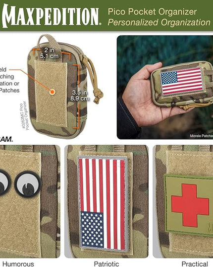 MAXPEDITION Pico Pocket Organizer, Ultra Compact EDC Gear Pouch, Tactical Utility Pouch for Everyday Carry, Tools, Gadgets, Outdoor First-Aid Kit, Survival
