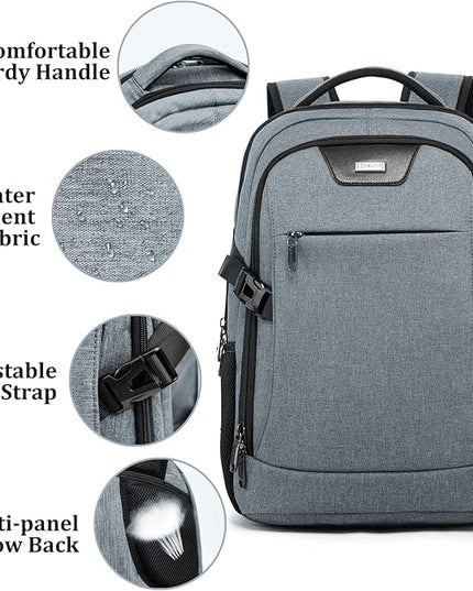 DUSLANG Travel Work Laptop Backpack With USB Charging Port Fits 15.6 15 14 13 Inch Laptop and Notebook Business Anti Theft College Computer Bag Back Pack for Women Men - Dark grey