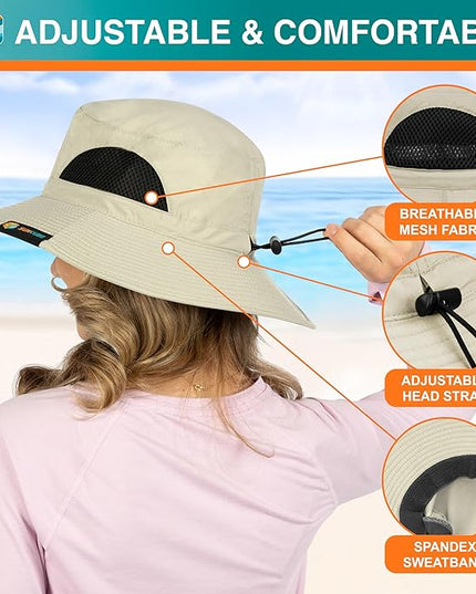 SUN CUBE Wide Brim Sun Hat Men Women, Fishing Hats Sun UV Protection, Mens Hiking Bucket Hat Safari Beach Boonie, UPF 50+