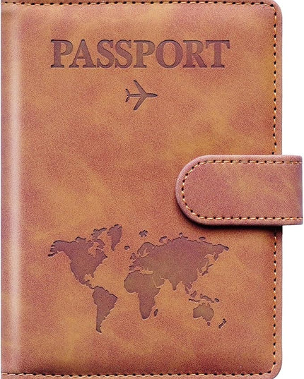 Passport Holder for Travel,Passport Holder with Card Slots Holder,Passport Case,Passport cover for Women and Men,Passport Wallet Travel Essentials and Accessories (Buckle, Brown)
