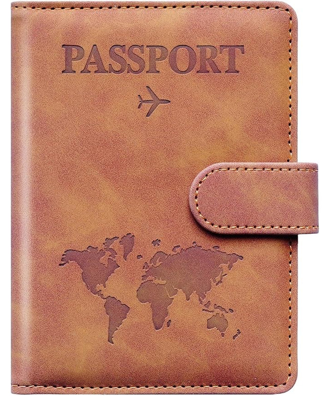 Passport Holder for Travel,Passport Holder with Card Slots Holder,Passport Case,Passport cover for Women and Men,Passport Wallet Travel Essentials and Accessories (Buckle, Brown)