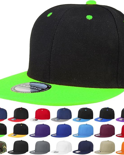 Classic Snapback Hat Cap Hip Hop Style Flat Bill Blank Solid Color Adjustable Size