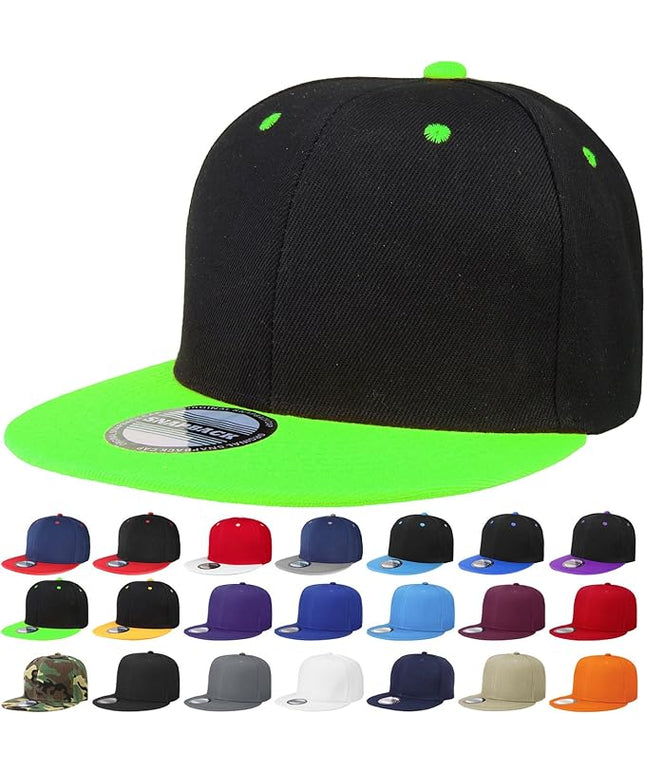Classic Snapback Hat Cap Hip Hop Style Flat Bill Blank Solid Color Adjustable Size