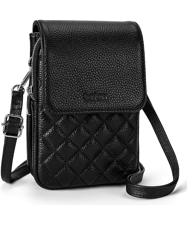befen Genuine Leather Small Crossbody Bags for Women, Cell Phone Cross body Purse Bag with RFID Blocking Card Slots