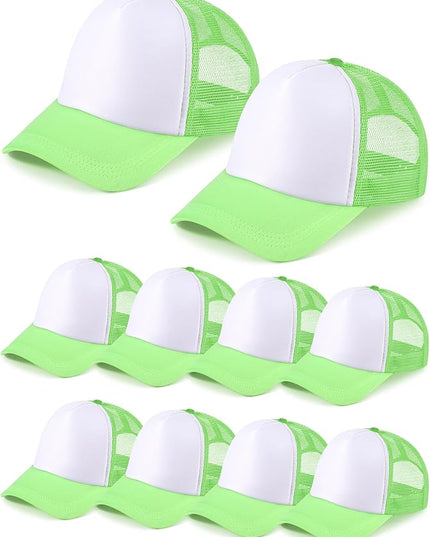 10 Pcs Sublimation Blank Trucker Hats Bulk Mesh Baseball Cap Polyester Mesh Trucker Hat for Men and Women