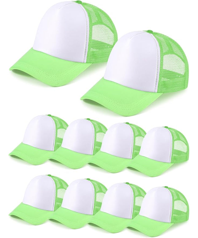10 Pcs Sublimation Blank Trucker Hats Bulk Mesh Baseball Cap Polyester Mesh Trucker Hat for Men and Women