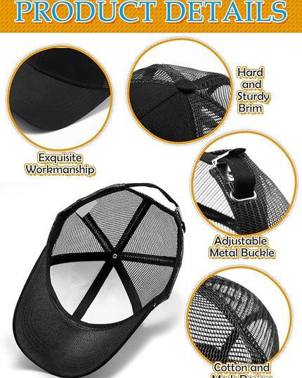 24 Pack Sublimation Blank Trucker Hats Bulk Mesh Black Baseball Caps Adjustable for Men Women Teen Sport DIY Custom