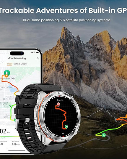 KOSPET Tank T3 Ultra 2 Smart Watch GPS for Men, 5ATM Waterproof, Pressure&Altitude&Compass, Extra-Large Battery, Full Metal Body Rugged Military Smartwatch Bluetooth Calling-1.43” AMOLED Display