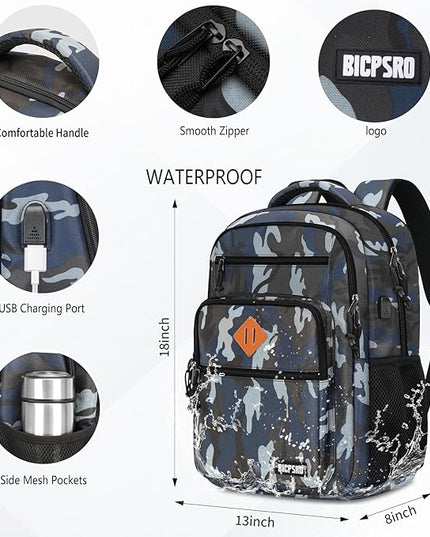 Classic Backpack for Men Women, School Backpack for Girls Boy Teens,15.6 Inch Laptop Bookbag with USB Charger for College High School Work Business Computer Book Bag,mochilas para hombres