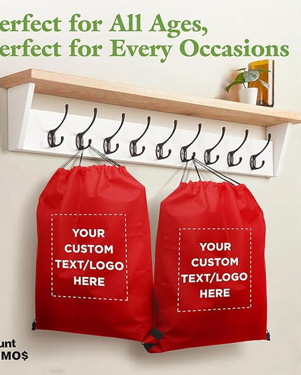 DISCOUNT PROMOS Custom Non-Woven Drawstring Backpacks Set of 10/50/100, Personalized Bulk Pack
