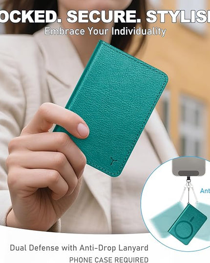 TUCCH for Magsafe Card Holder with Clear ID Window, Fit 6 Cards, RFID Blocking PU Leather Men Women Magnetic Phone Wallet for iPhone 17/16/15/14/13/12/Plus/Air/Pro/Pro Max Series, Cyan
