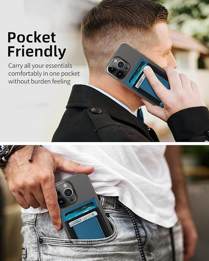 For Magsafe Wallet Stand, Strongest Magnetic Phone Wallet, Leather Magnetic Card Holder Wallet for iPhone 17/16/15/14/13/12 Series, ID Window, 4 Card Slots, Hold 10 Cards, RFID Blocking, Blue